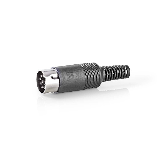 DIN-liitin | Suora | Uros | Niklattu | Kierrettävä | Kaapelin läpitulomitta: 6.0 mm | PVC | Musta | 25 kpl | Muovipussi