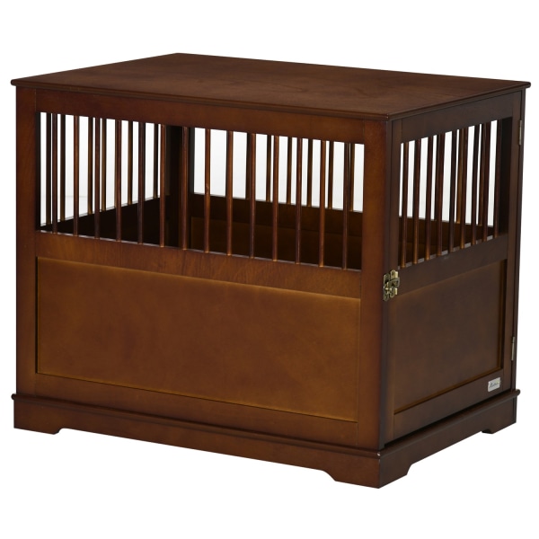 Hundebur Med Bordplade Stilfuld Hundekennel Til Mellemstore Hunde Indendørs, Låsbar Dør, Brun, 80,5X59,5X67,5 Cm