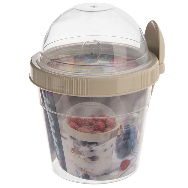 Yoghurtbehållare med Lock, Skål för Flingor och Sked