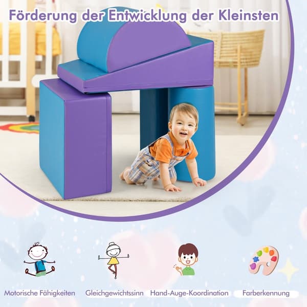 Foam Play Blocks Sæt, 5-delt – blå og lilla