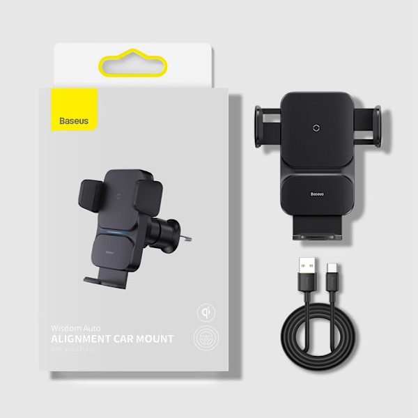 Induktiv biloplader + Wisdom grill telefonholder, sort