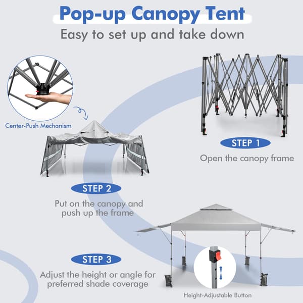 Pop-up-tält med dubbla markiser, 300x537 cm, UPF 50+