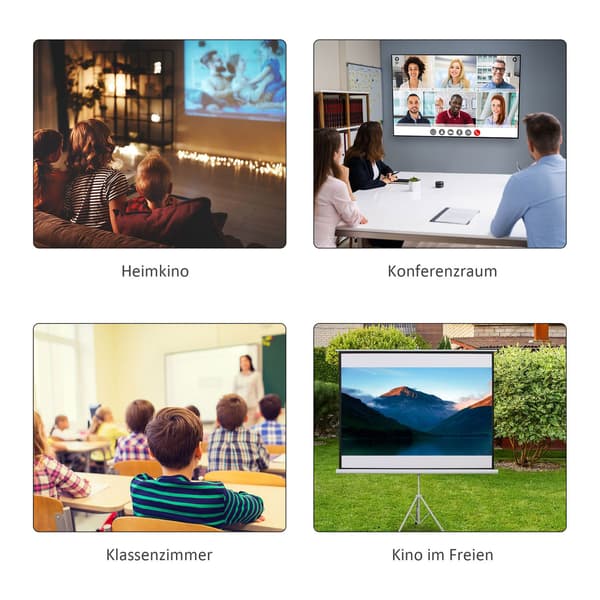 Projektionsskærm 4:3-format, 100-tommer, hvid