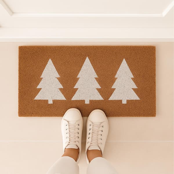 Coir dørmåtte – Pine Tree Design, indendørs/udendørs brug