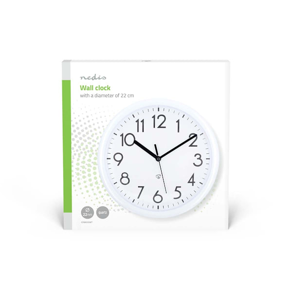 Väggklocka | Diameter: 220 mm | Plast | Vit