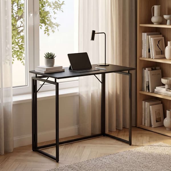 Klapbord, Sort – 100 x 50 cm, Træ & Stål