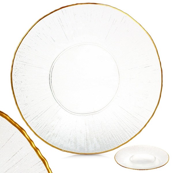 Middagstallerken lavvandet glas guldfad 30 cm