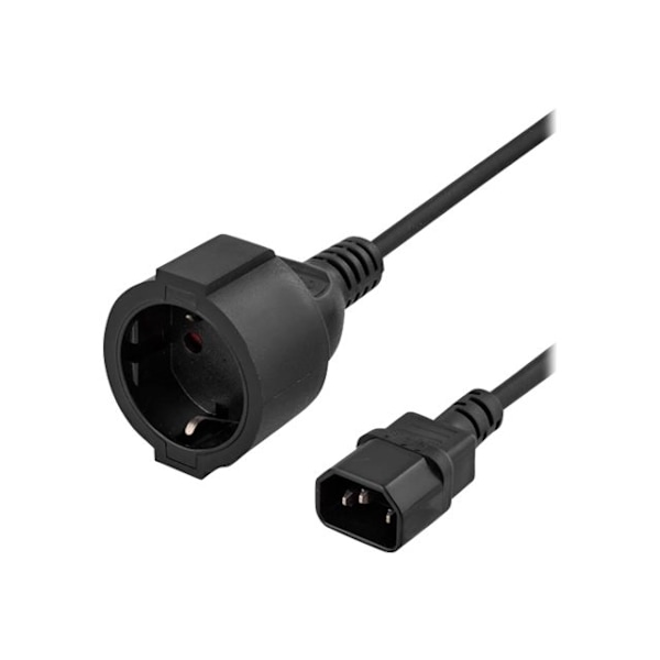 DELTACO DEL-109P-100 - Förlängningskabel för ström - IEC 60320 C14 rak till CEE 7/4 (hona) rak