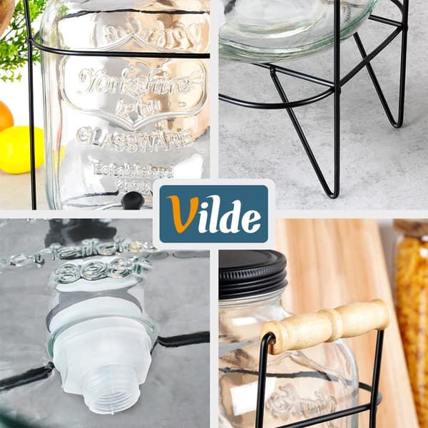 Drikkevaredispenser med tap og stativ, 8L glas