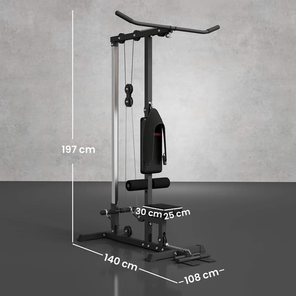 Hemmagym Lat Pulldown & Roddmaskin, Stål & Konstläder