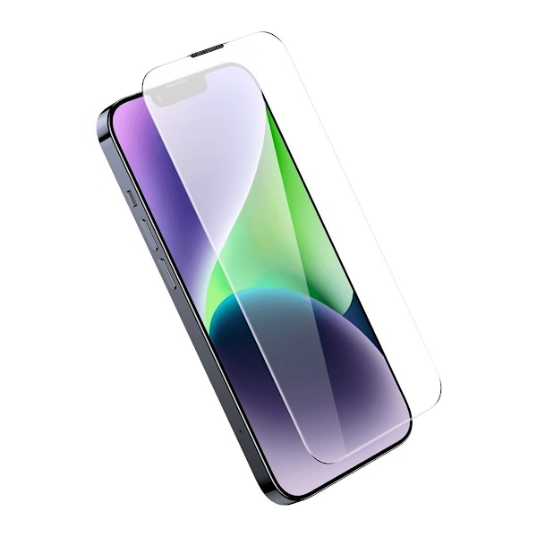 Härdat glas för iPhone 14 Plus / 13 Pro Max med 0,4 mm högtalarskydd SET