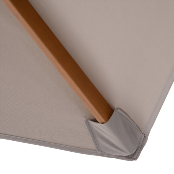Parasolhaveparaply Med 3-Lags Solbeskyttelse, Bambus & 180/㎡ Polyester, Grå, Ø2,5 X 2,3 M