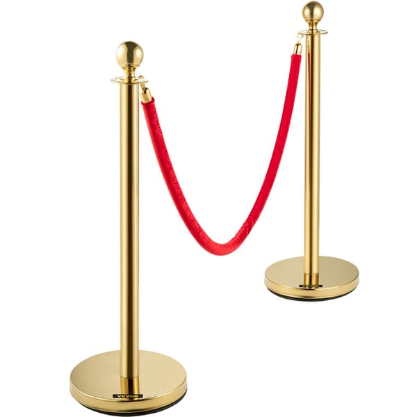 Kökontrollstolpar, 2-pack, guld, 1,5 m rött rep