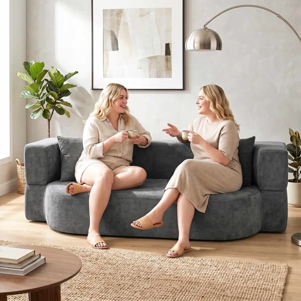 Mörkgrå bäddsoffa – högdensitetsskum, chenilletyg