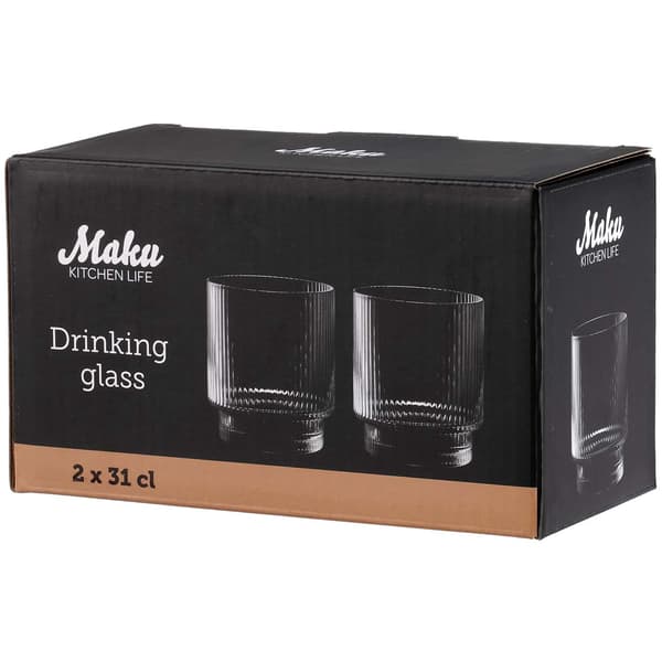 Räfflade dricksglas, 31 cl, 2-pack, diskmaskinssäkra