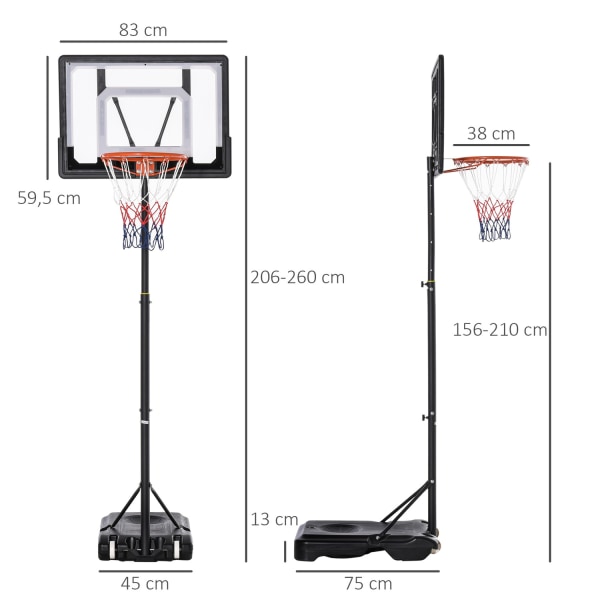 Utomhusbasketbåge Höjdjusterbart Basketställ För Barn Med Hjul,