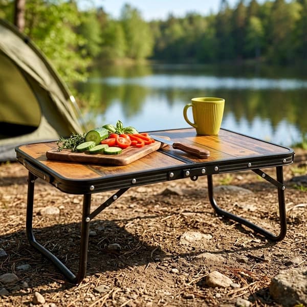 Hopfällbart campingbord i aluminium 60x40x25 cm