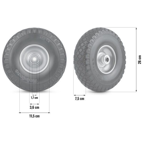 Punkteringsfritt skottkärrehjul 3.00-4 svart-silver Humberg