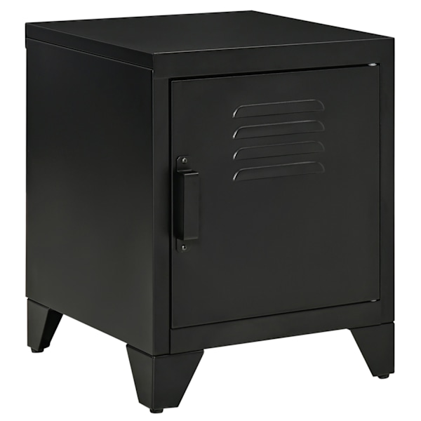 Sengebord Sengebord Soveværelse Sidebord med justerbar hyldedør Natbord Metal Sort 50 x 40 x 47,5 cm