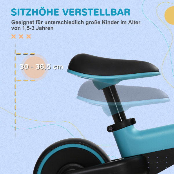 Balancecykel Børnebalancecykel Uden Pedal, Højdejusterbart Sæde, Til 1,5-3 År, Blå