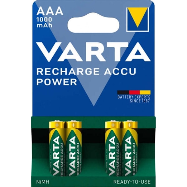VARTA Recharge Accu Power AAA batteri 1000 mAh, 4-pak