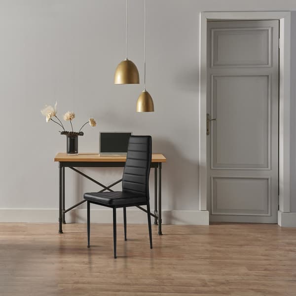 Øko-læderstole til stue og spisestue, sæt med 4, sorte, ModernHome