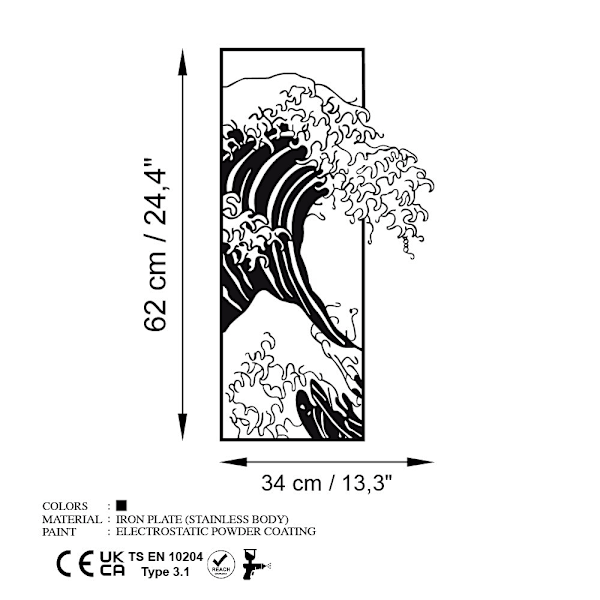 Dekorativt metallväggtillbehör Waves 3