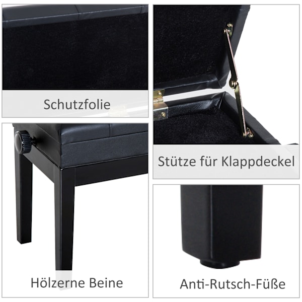 Klaverbænk Opbevaringsplads Makeup Skammel Højdejusterbar 54,5X33X48-58Cm