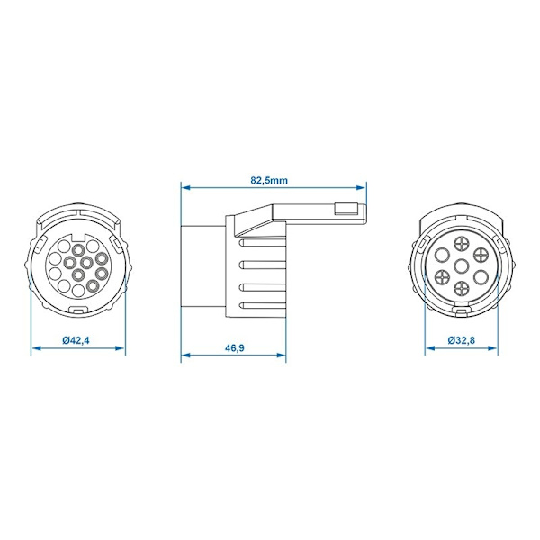 Adapter kontra fra 7- til 13-bens i blister