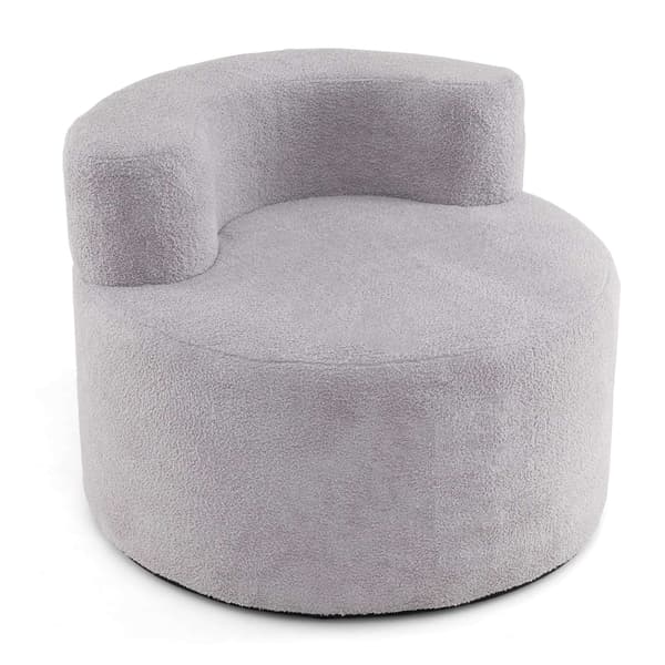 Månformad säckstol med mjuk teddyfleece, grå