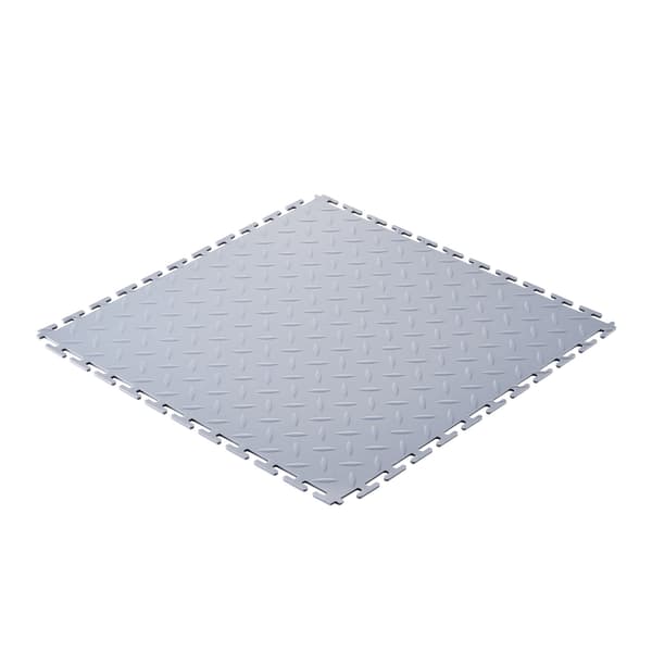 Sammanfogade garagegolvplattor, 16-pack PVC diamantplatta, ljusgrå