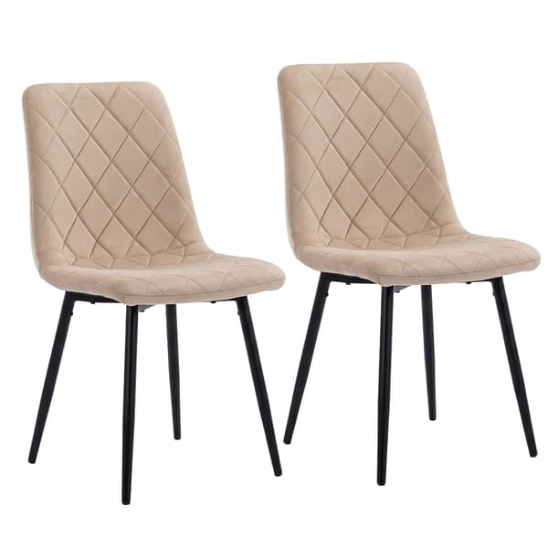 Matstolar i sammet, beige, 2-pack, klädda, modern design