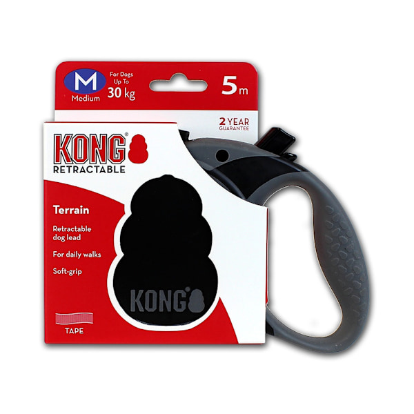 KONG infällbart koppel Terrängsvart M (5m/30kg)