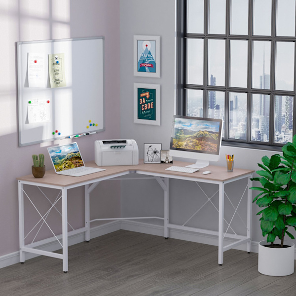L-Desk Kulmapöytä Kulmapöytä Työpöytä Mdf Natural 150X150X76Cm