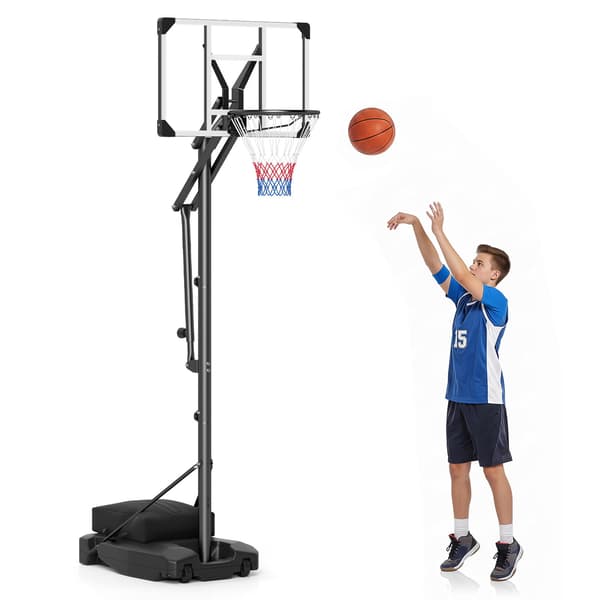 Justerbar basketkorg med splittersäker ryggplatta och hjul
