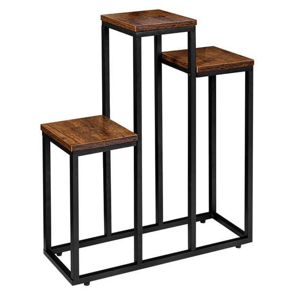 Loft plantestativ, stålramme, egetræshylde, 67 cm