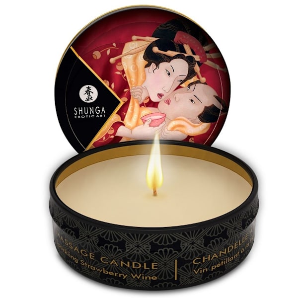 Shunga - Mini Caress by Candelight Mansikka ja Cava Hierontakynttilä 30 ml