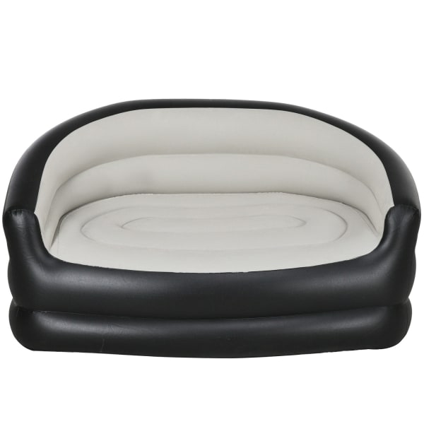 Uppblåsbar Soffa Uppblåsbar Soffa Med Mjuk Plysch För 2 Personer, Inomhus Och Utomhus, Ljusgrå, 125X100X87Cm