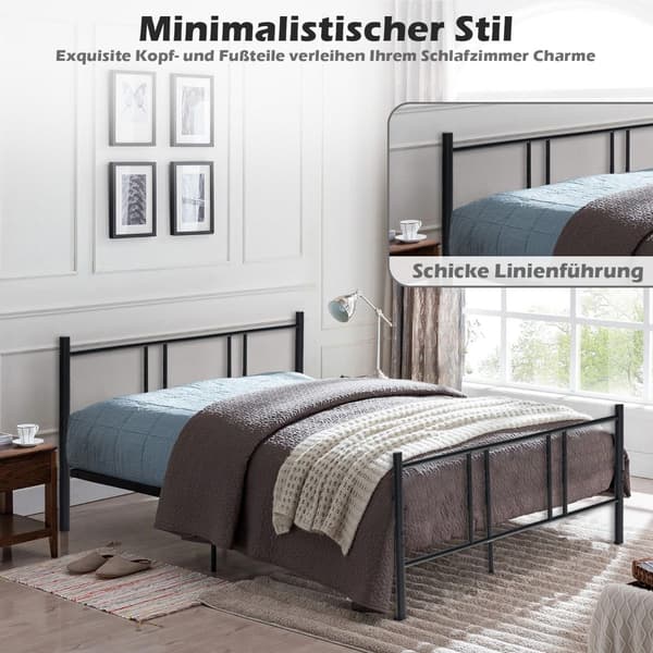Sengestel med metalplatform 200 x 160 cm, hovedgærde, sort