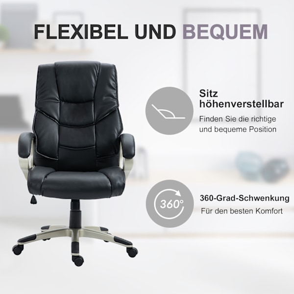 Työtuoli Executive-Tuoli Ergonominen Työtuoli Keinutoiminnolla, Urheilullinen Istuin, Korkea Selkänoja, 70X58X114-124Cm