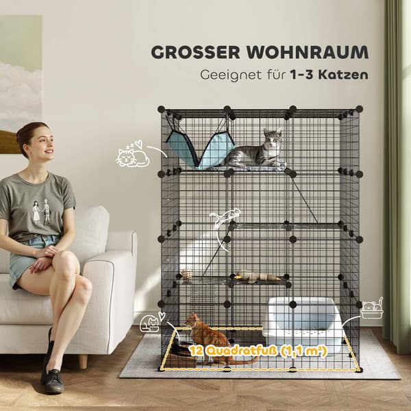 DIY kattebur med aktivitetscenter, 4 niveauer, 5 døre