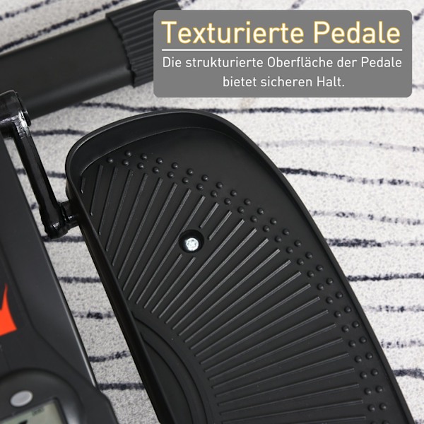 Mini stepper med LCD-skärm, motionscykel, pedaltränare, träningsenhet, steglöst justerbart motstånd, halkfri stepboard