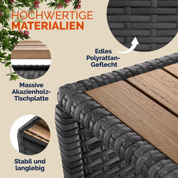 Polyrattan sidebord grå 45x45x40cm