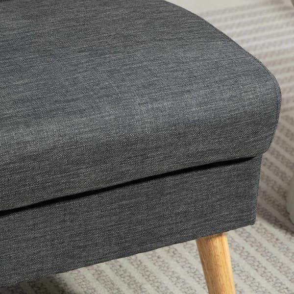 2-personers sofa, tuftet ryg, træben, linnedlook, grå