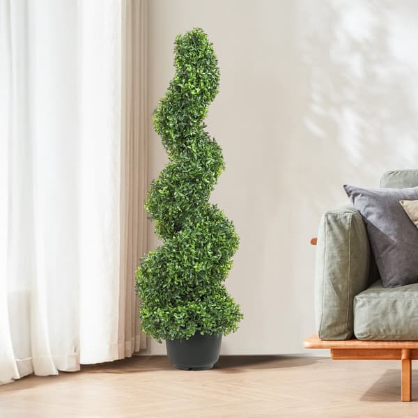 Konstgjorda buxbomträd, 90 cm, set om 2, krukväxter