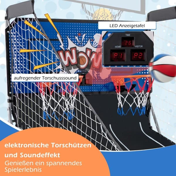 8-i-1 hopfällbart elektroniskt arkadspel för basket