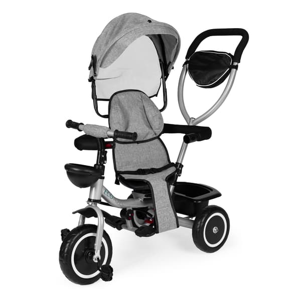 2-i-1 trehjuling barnvagn, vridbart säte, fällbar kapell, grå, ECOTOYS