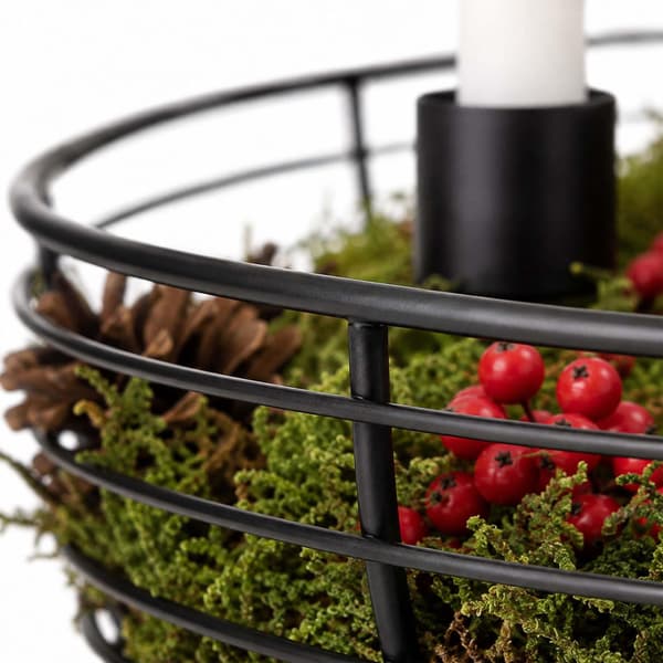 Sort adventskransholder af metaltråd, 20,5 cm