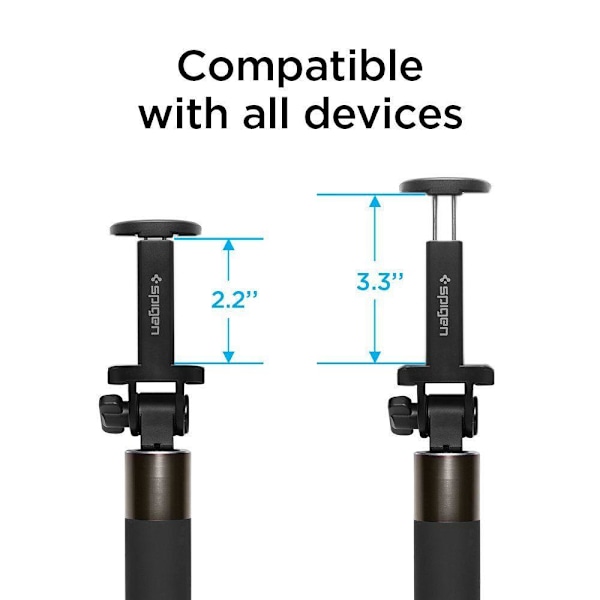Højkvalitets teleskopisk Selfie stick 18-77cm sort