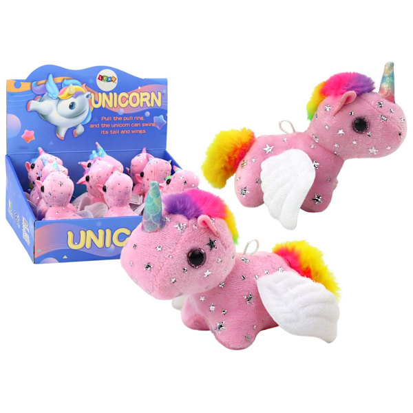 Pink Unicorn Plys hoppehest med vinger og stjerner